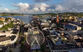 Красивый вид на город Арендал, Норвегия