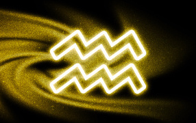 Золотистая пыль со знаком зодиака водолей на черном фоне