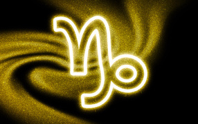 Золотистая пыль со знаком зодиака козерог на черном фоне