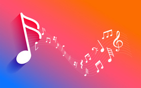 Белые ноты на розовом фоне