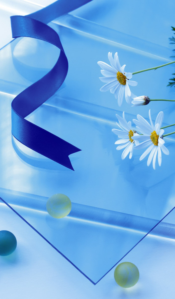 Цветы в синих линиях, Цветах