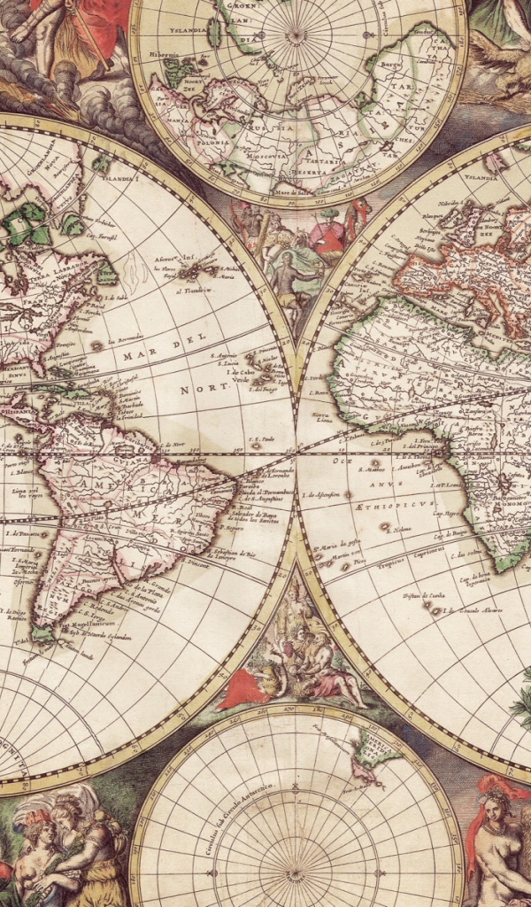 Карта Мира с гравюрами