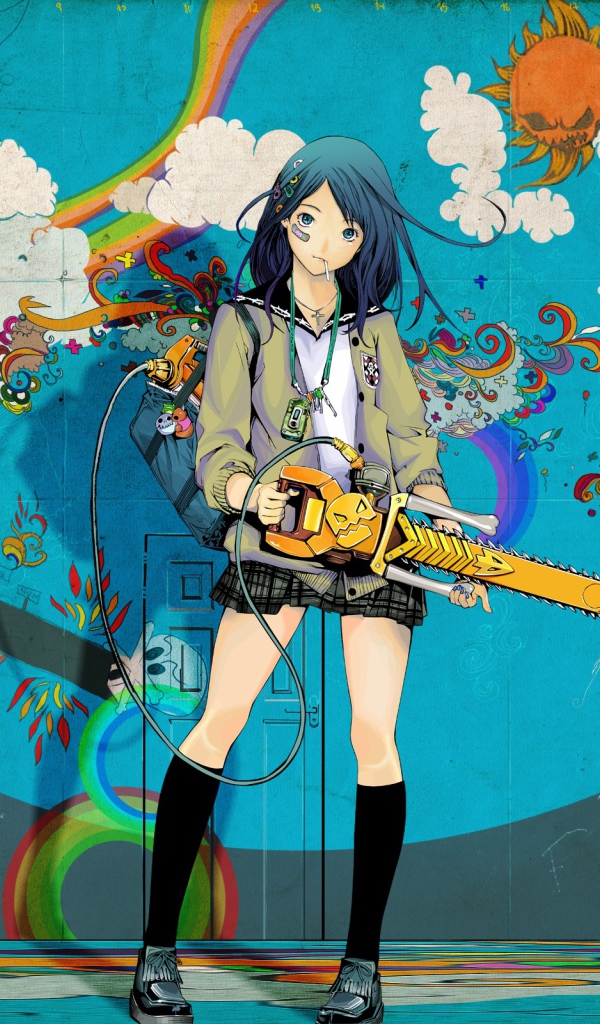 Школьница с бензопилой