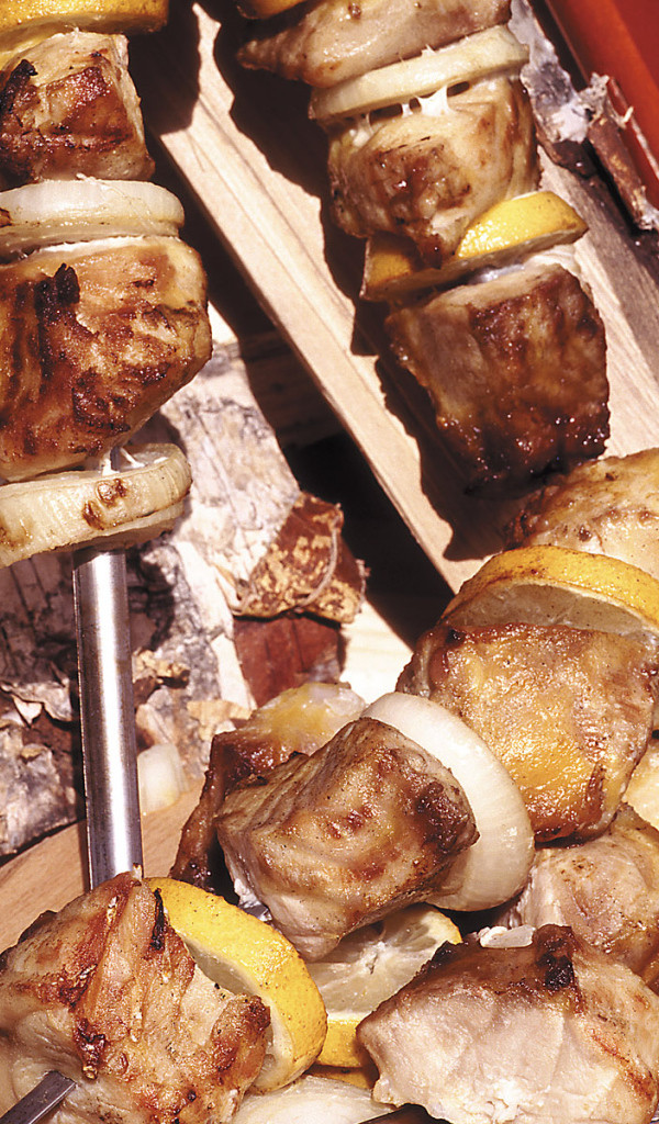 Шашлык с лимоном и луком