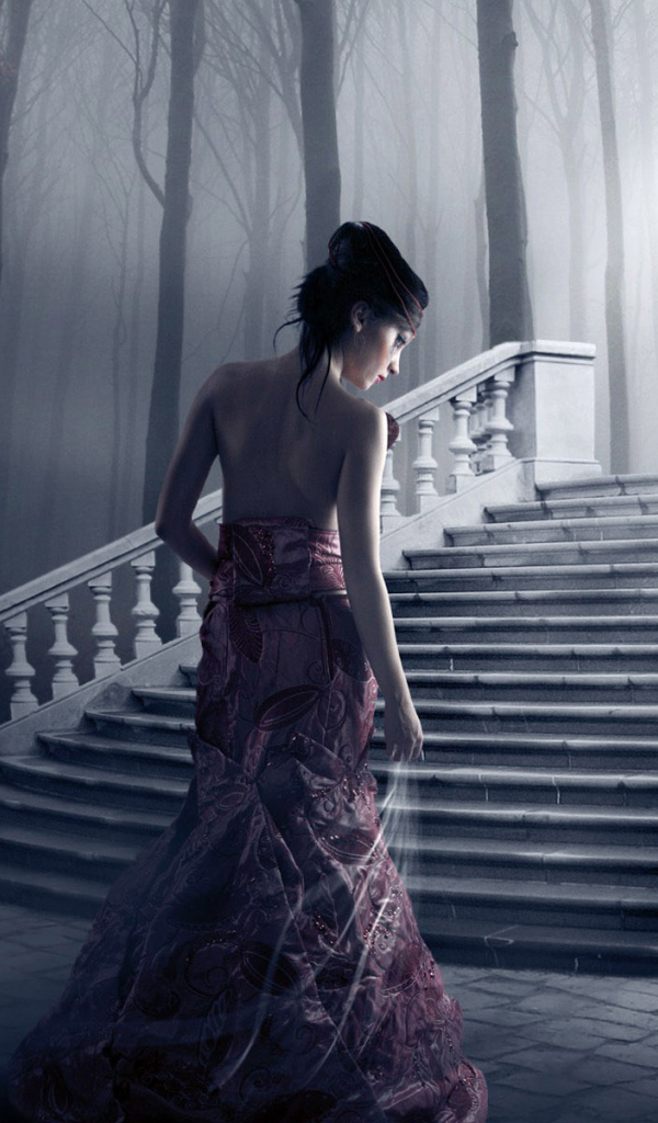 Девушка в темном саду