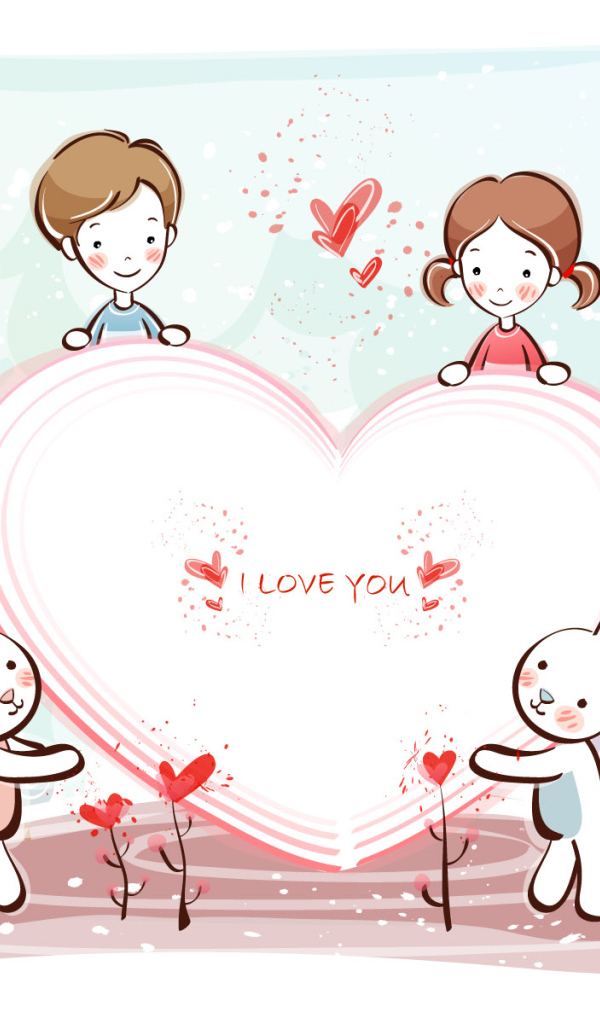 Дети и зайчики День Св. Валентина