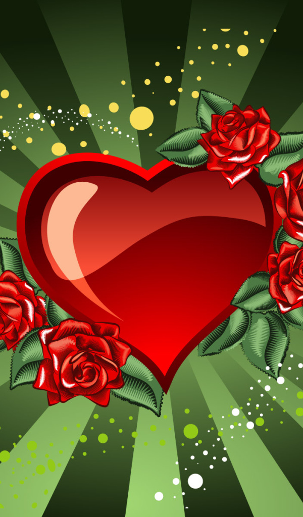 Сердце и розы на День Св. Валентина