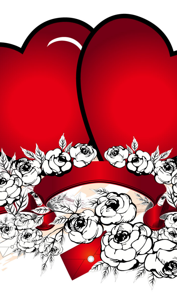 Розы и Красные сердца