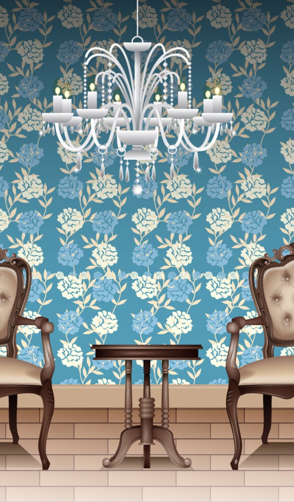 Голубая цветочная комната