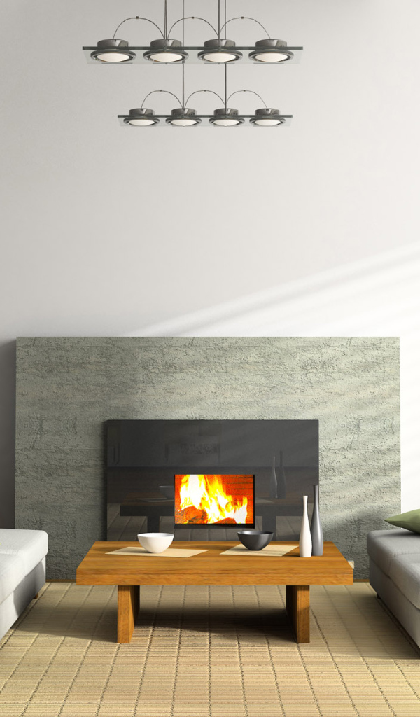 Дизайн комнаты отдыха с камином