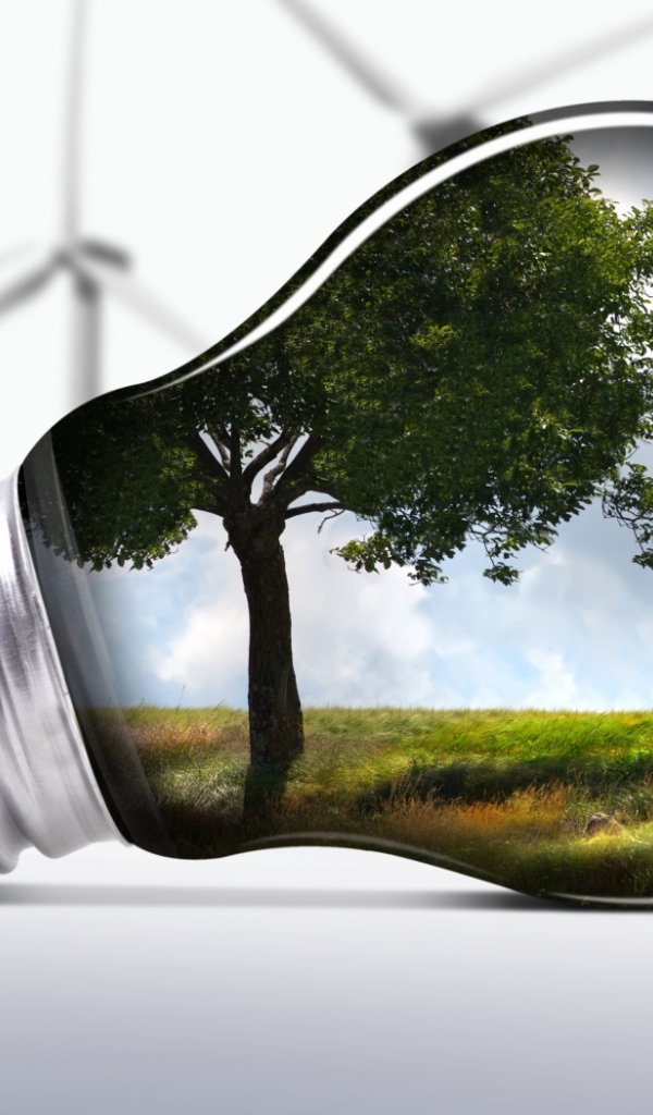 Лампочка природа и ветряки