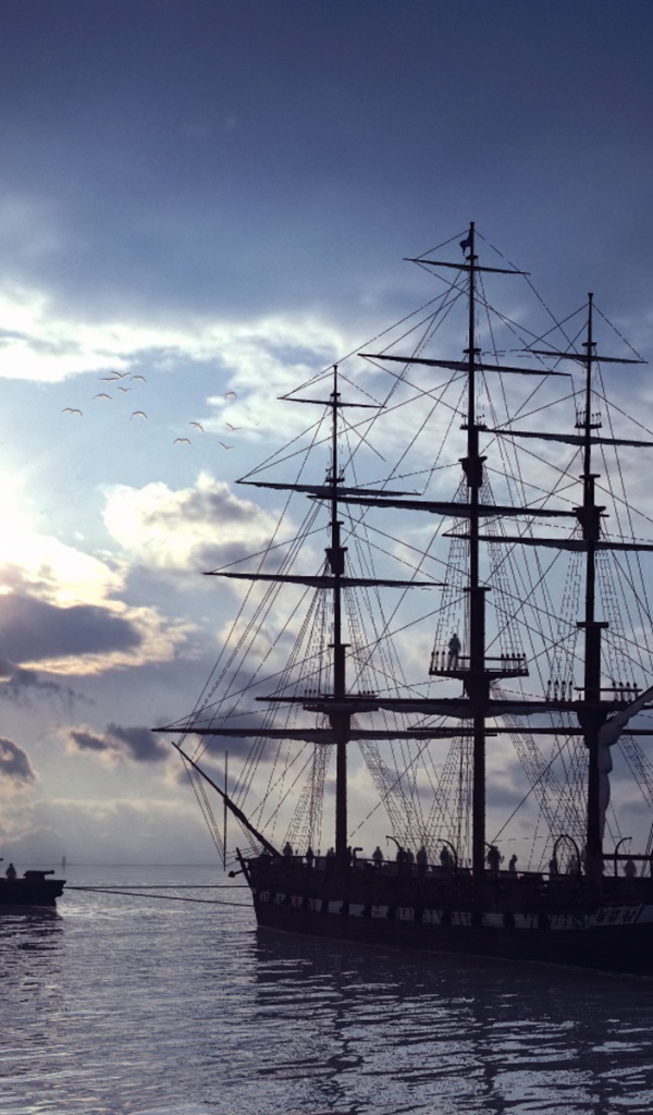 Трехмачтовый парусник