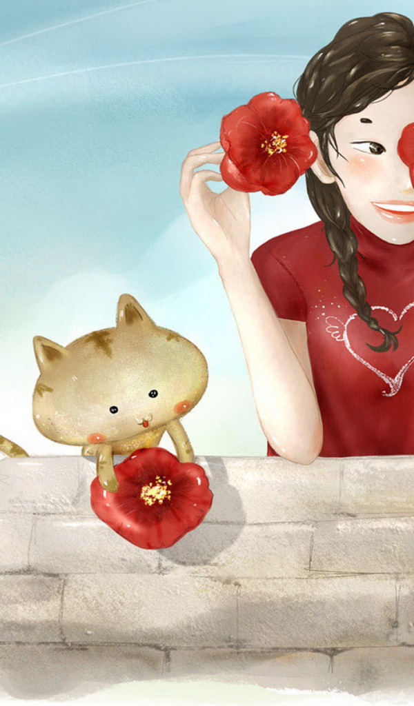 Дружеская пара с цветами