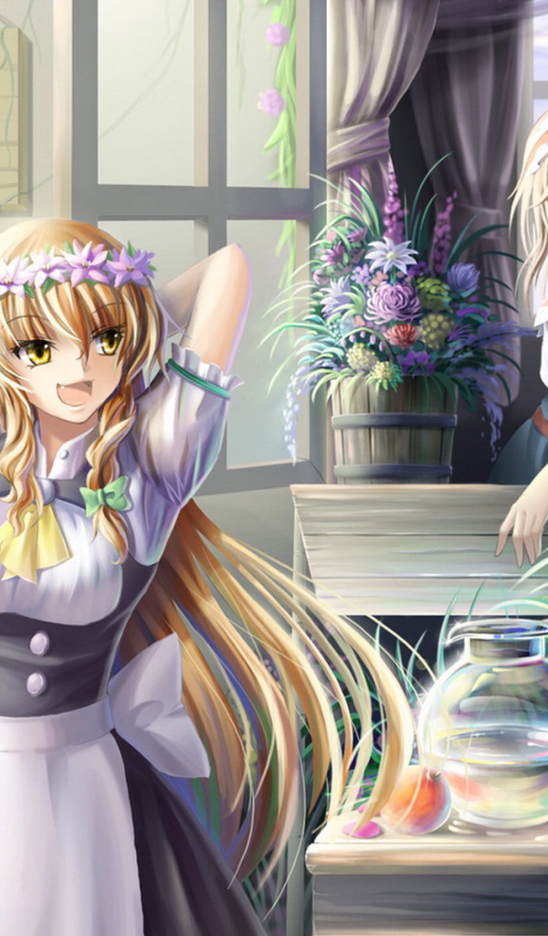 Девчонки в цветочном магазине