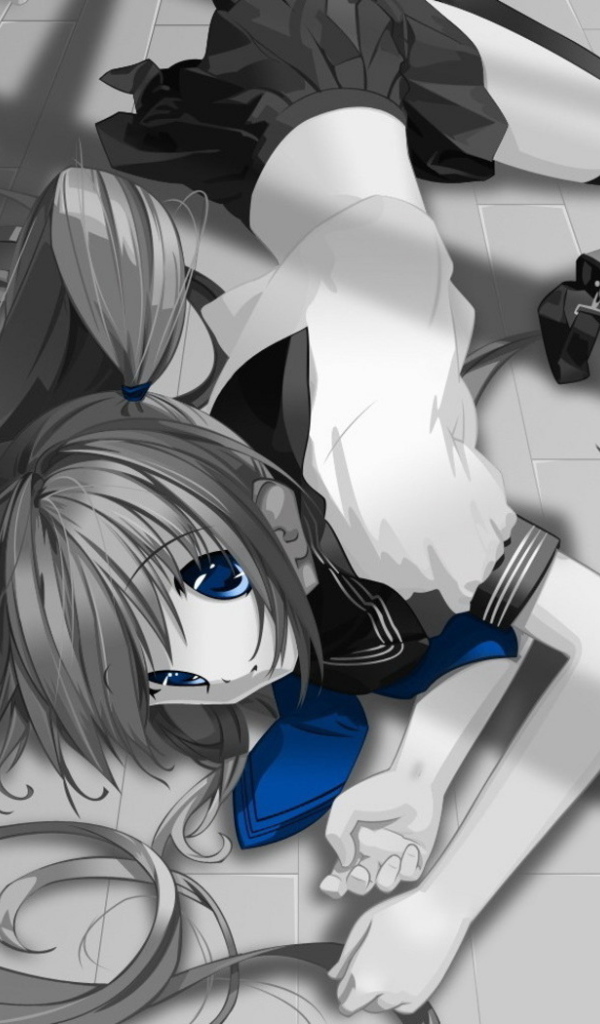 Школьница на полу