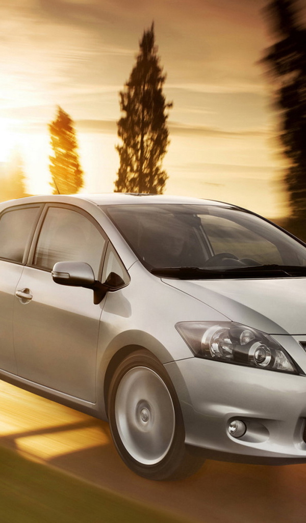 Тойота Аурис по дороге в пригороде