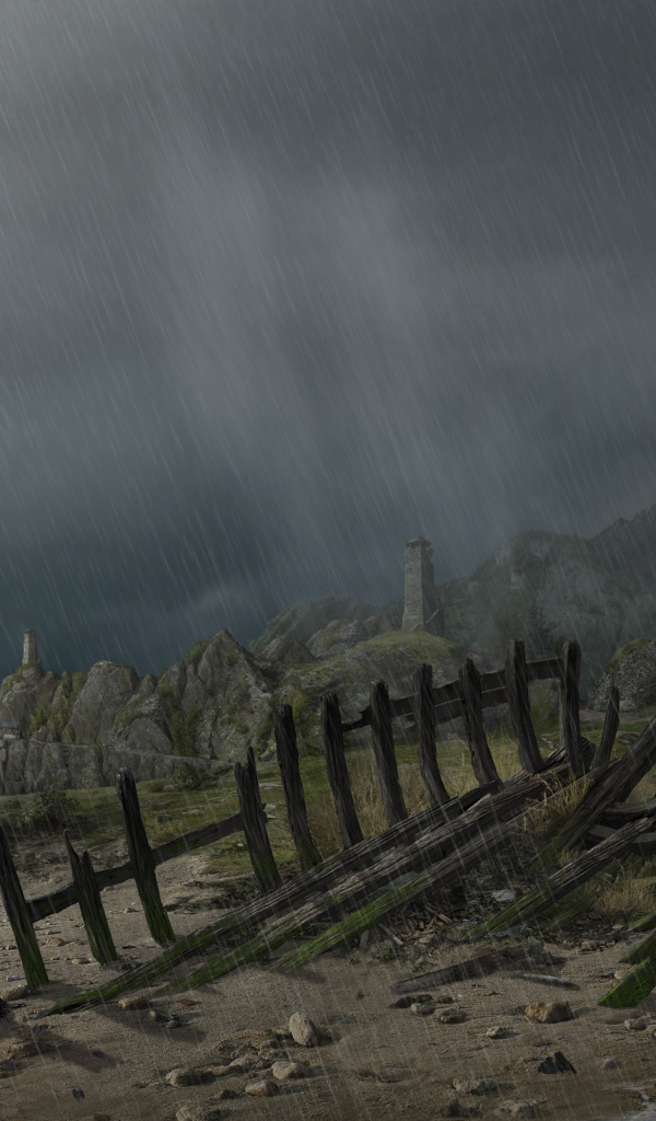 Проливной дождь на берегу