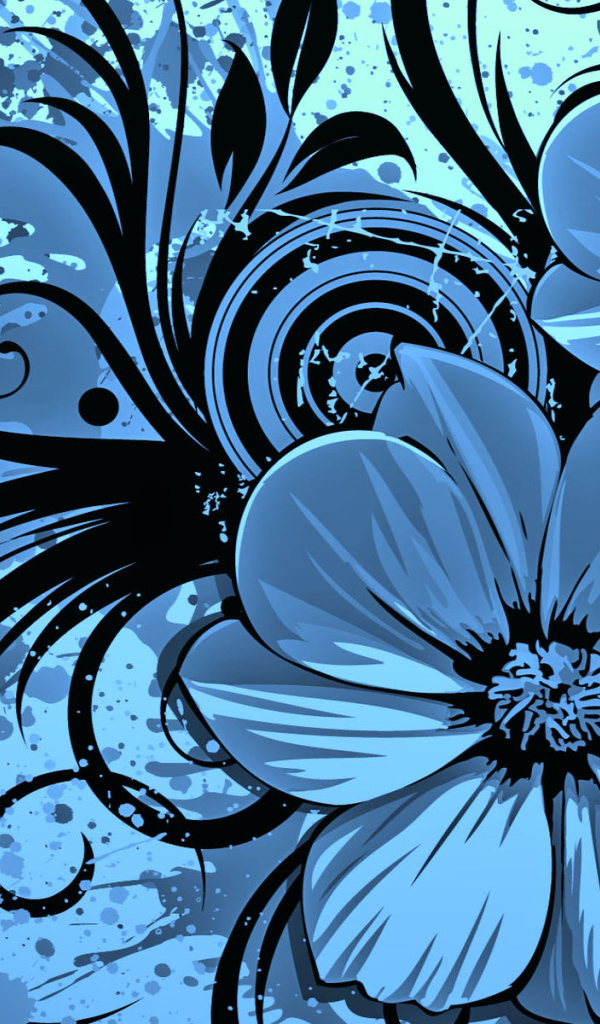 Голубые векторные цветы