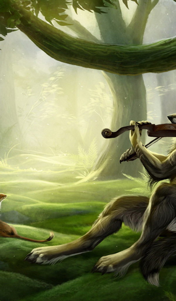 Волчица играющая на скрипке