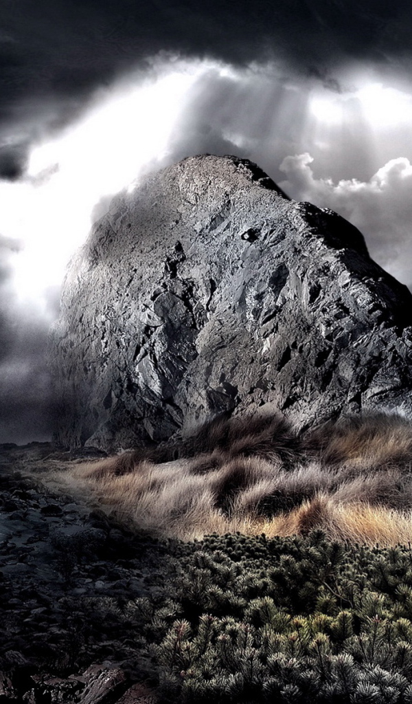 Небо, пустыня, камни