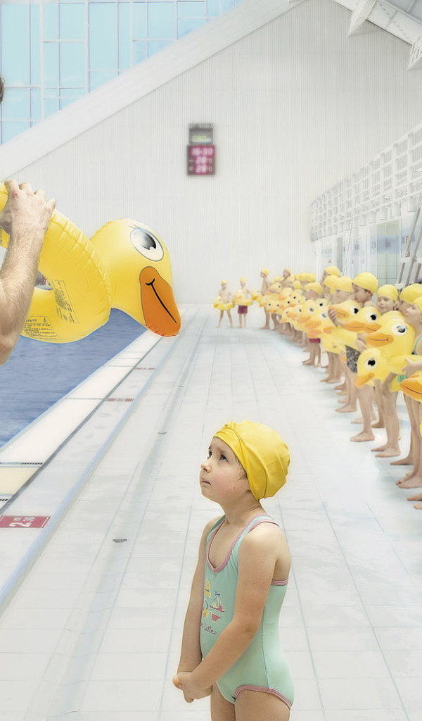 На уроке плавания