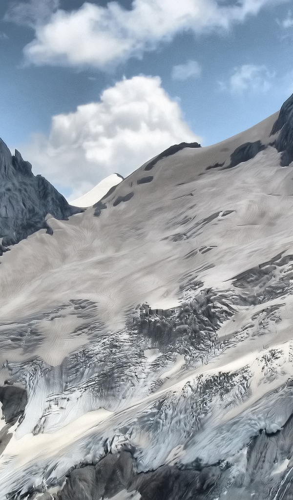 Горы, склон, снег