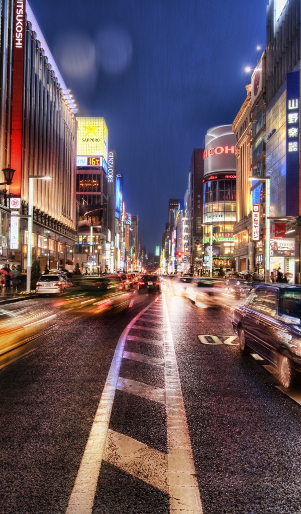 Ночная улица Гинза Япония