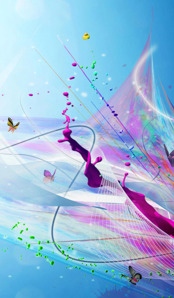 Абстрактный узор и бабочки