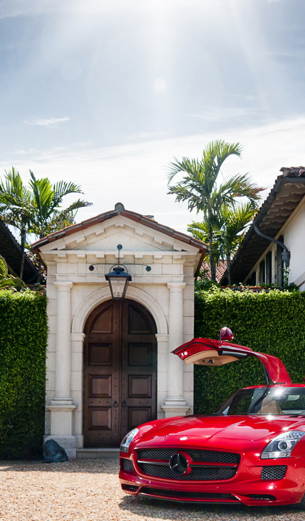 Красный Mercedes Benz SLS