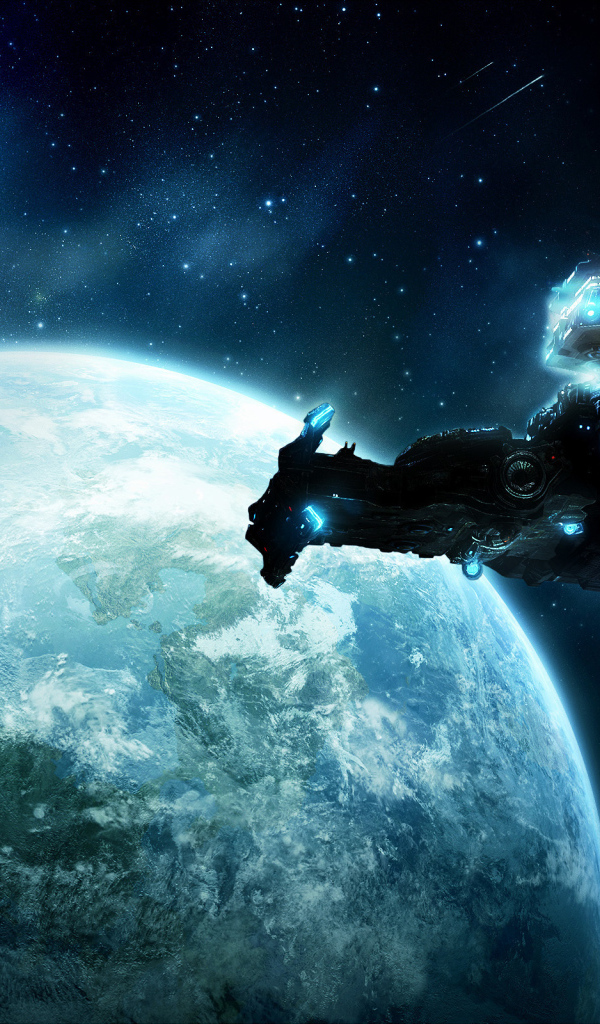 Космический корабль около планеты