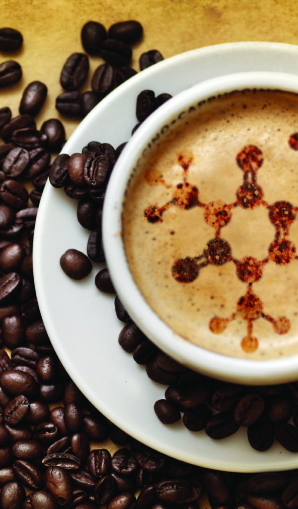 Зерна кофе и чашка