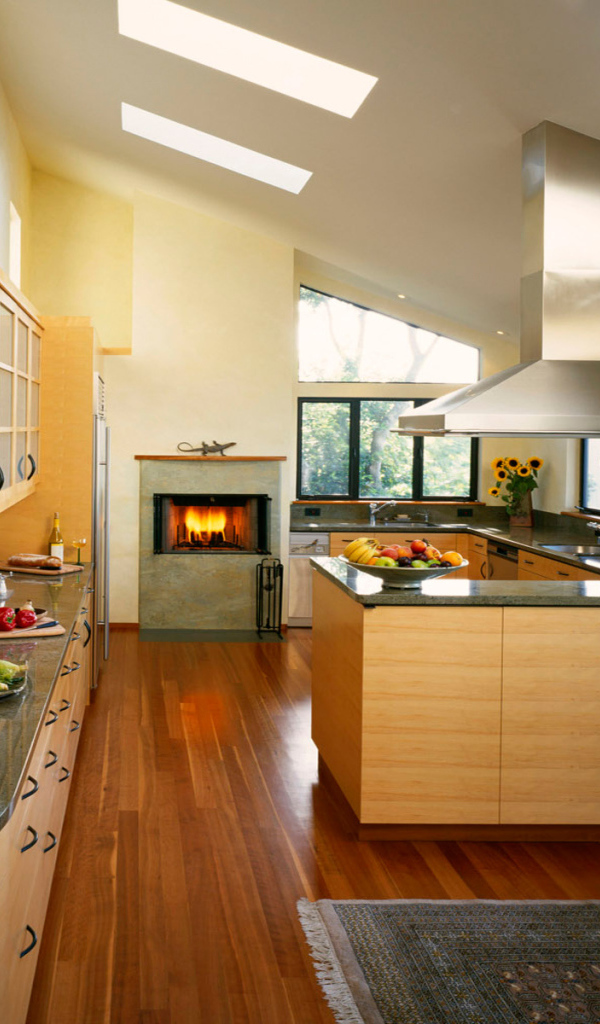Кухня с камином