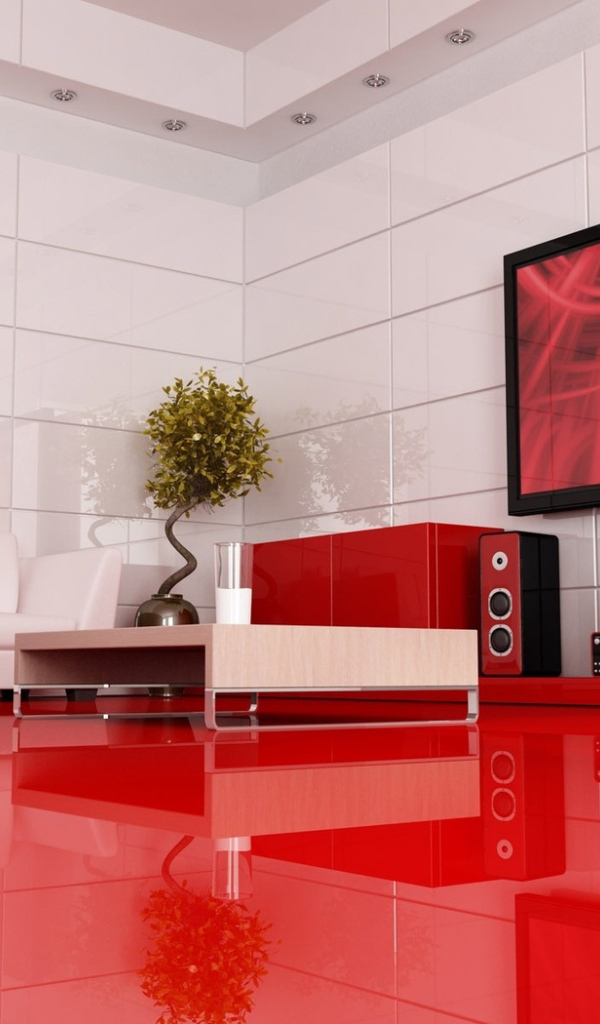 Комната в красно-белых тонах