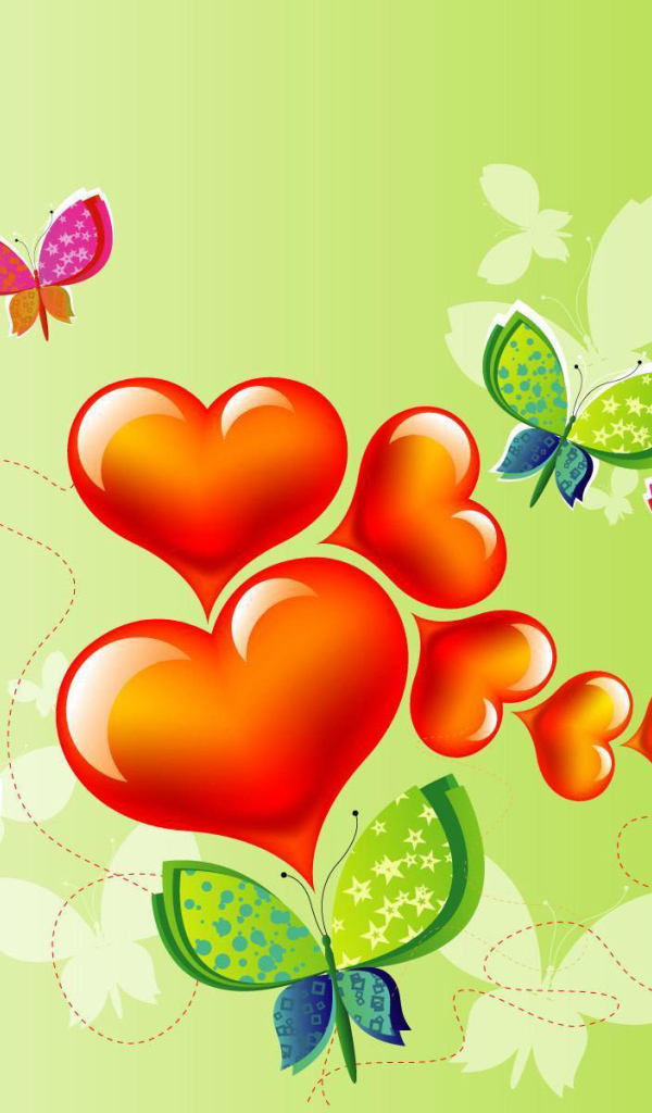 Бабочки и сердечки