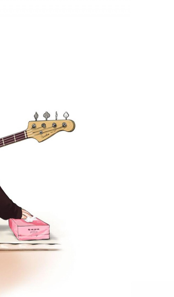 Девочка в наушниках и гитарой