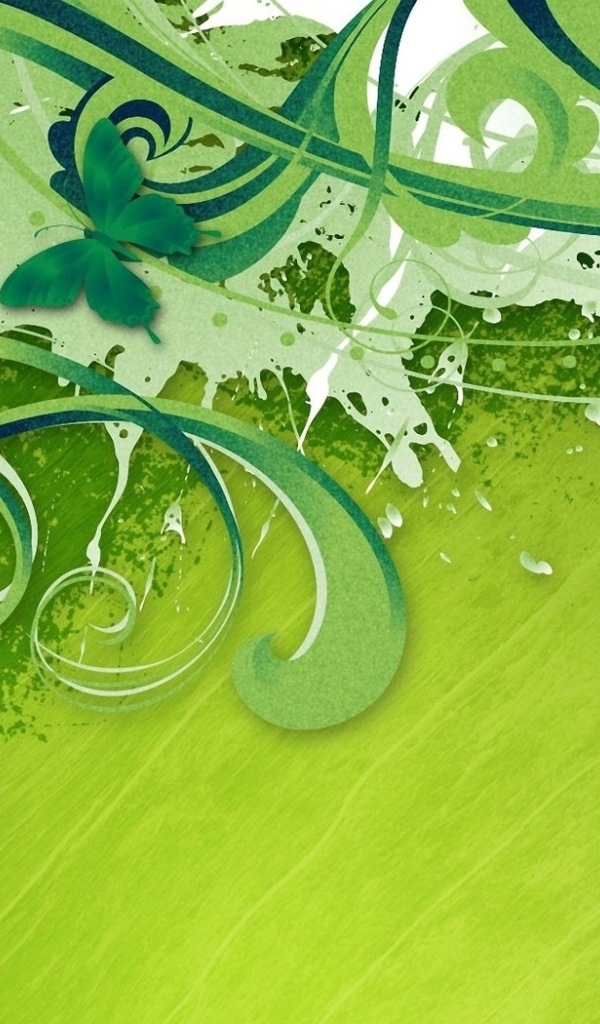 Бабочки на зеленом фоне