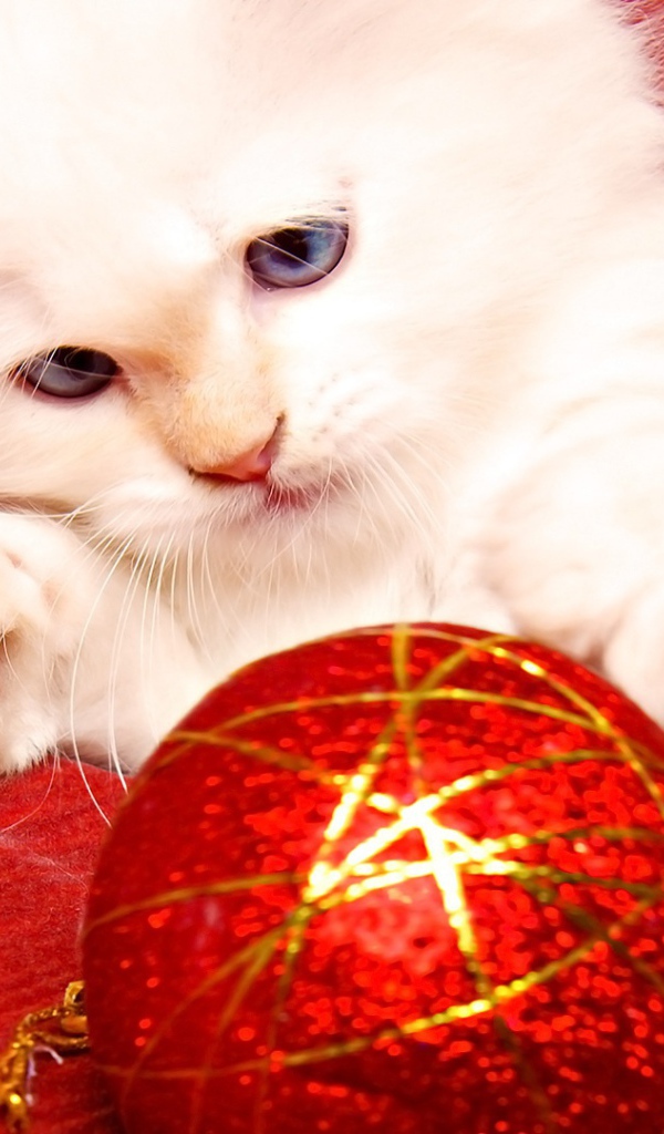 Белый кот ёлочная игрушка