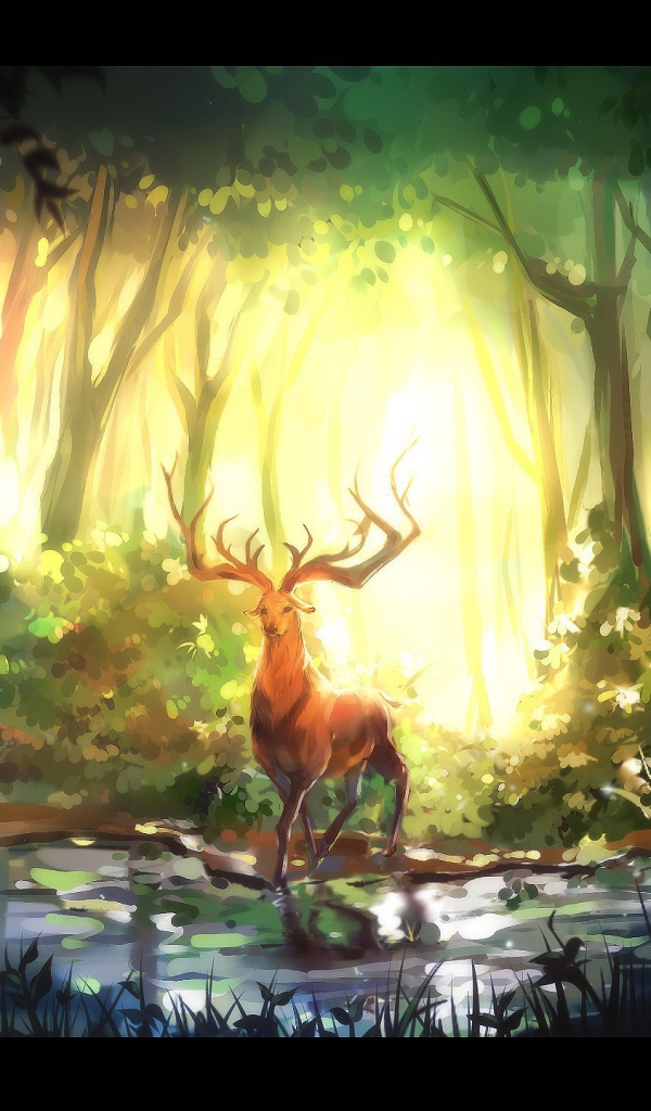 Олень на фоне солнечного света