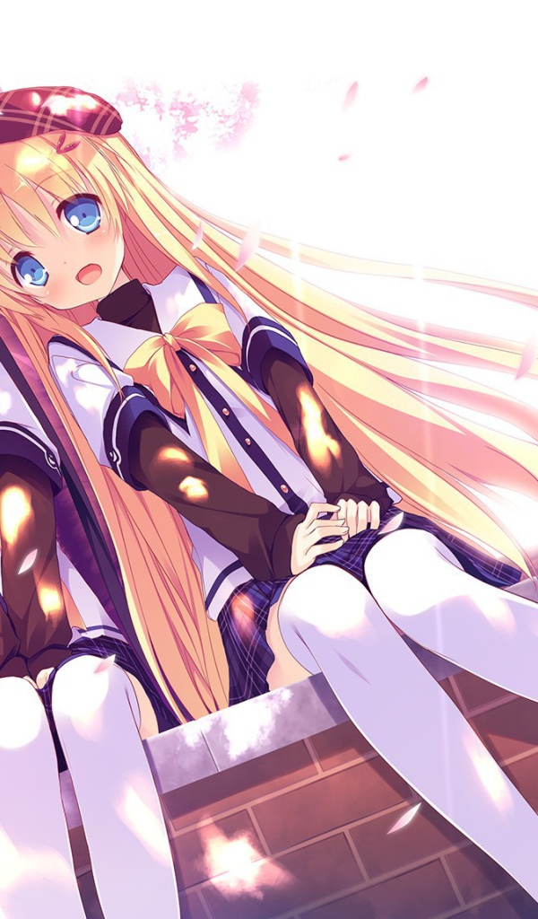 Аниме девочки сидят на бордюре