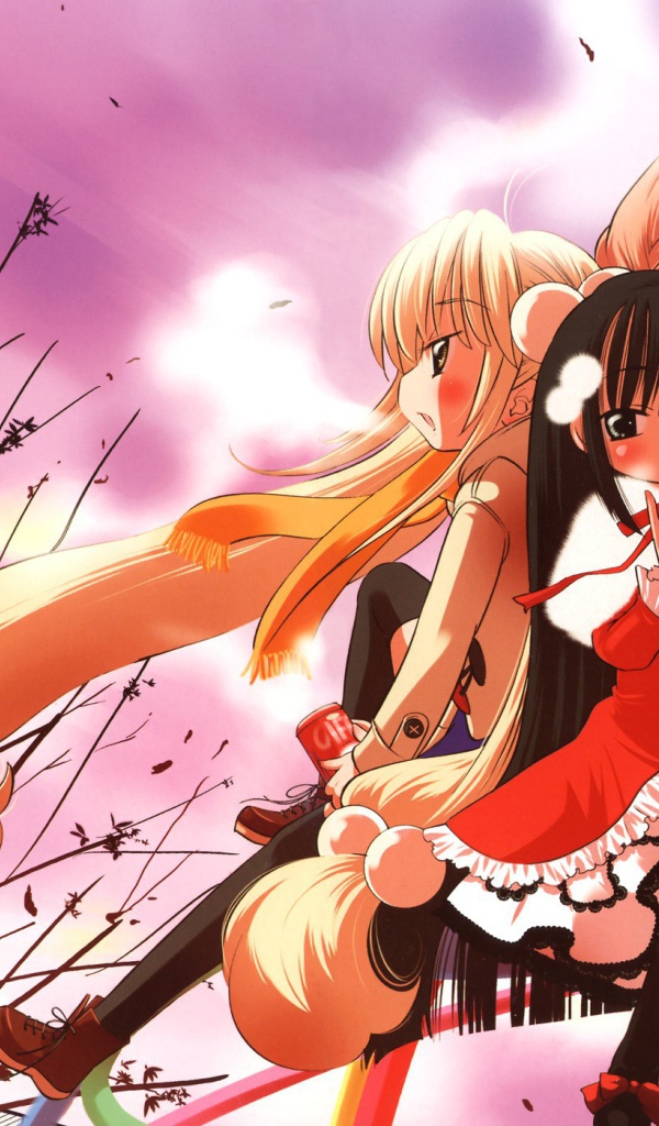 Аниме девочки пьют из баночек