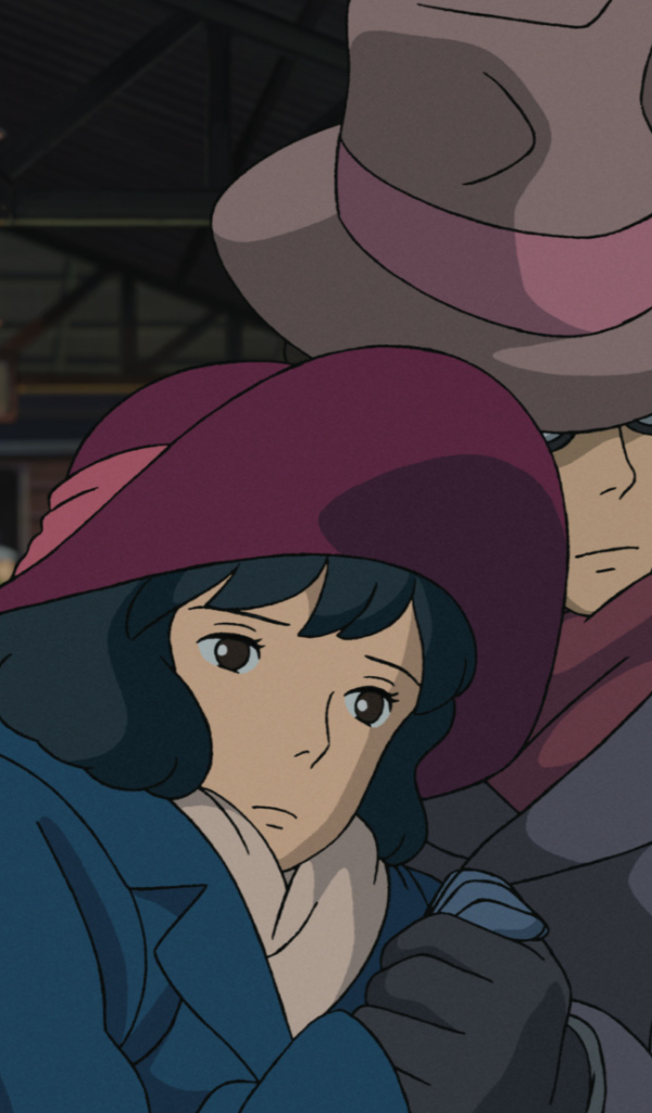 The wind rises аниме мультфильм Миядзаки, персонажи обнимаются