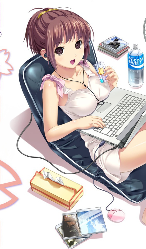 Аниме девочка с компьютером