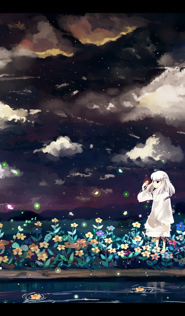 Девочка кидает цветы в воду