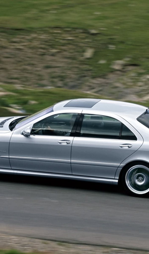 Серый Mercedes-Benz S65 AMG на дороге