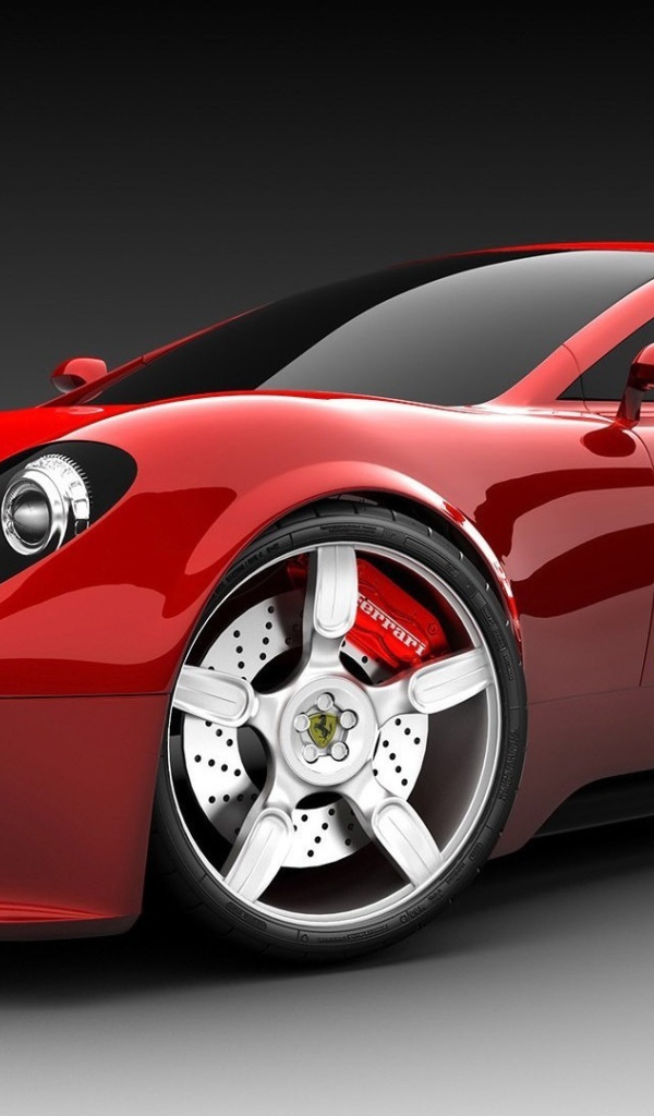 Красный спортивный автомобиль с белыми колесами