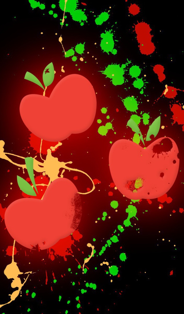 Три яблока на черном фоне