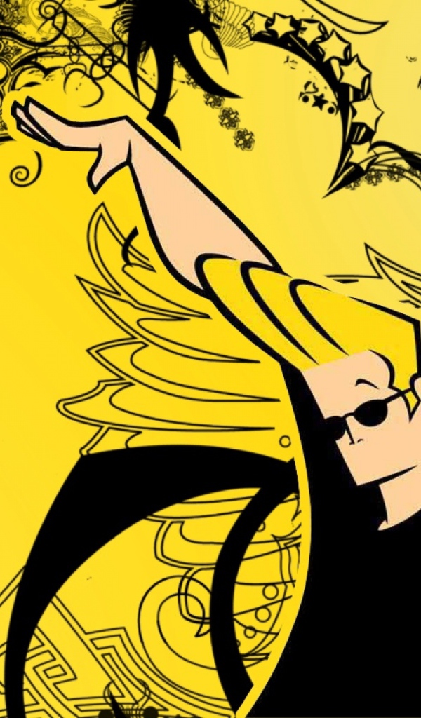 Джонни Браво на желтом фоне