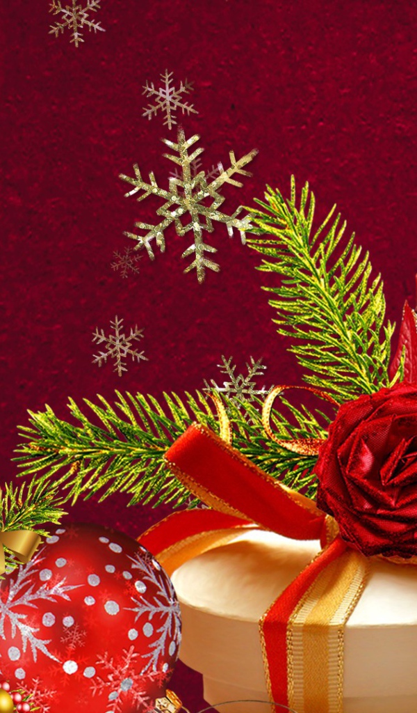 Красивая картинка в красных цветах на рождество