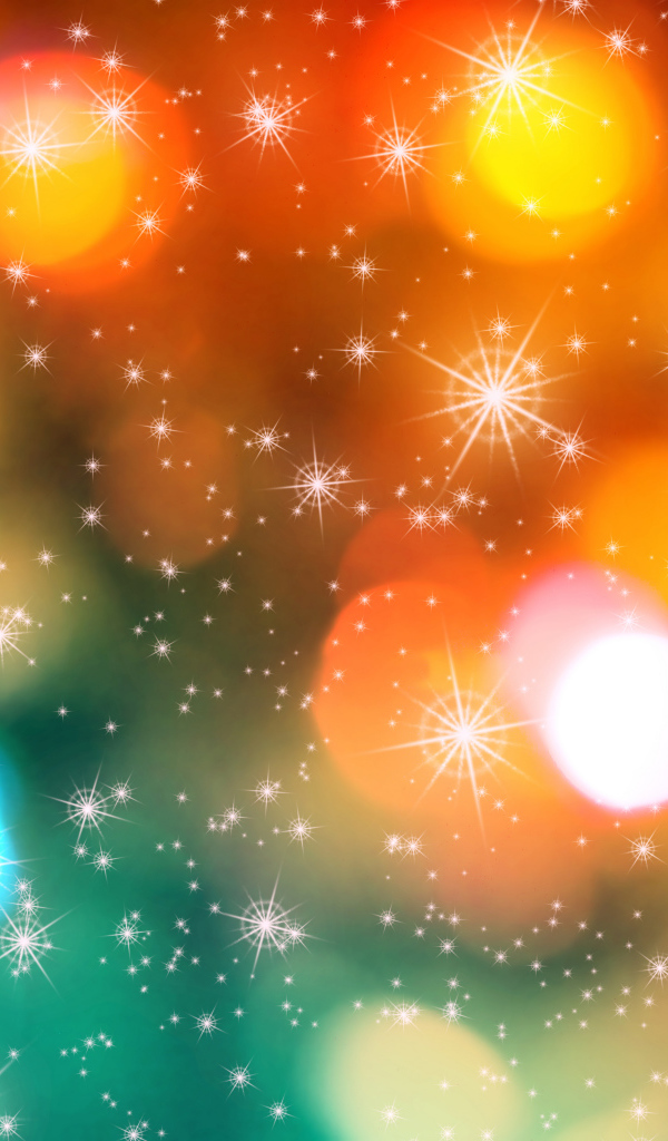 Яркие огни на разноцветном фоне на рождество