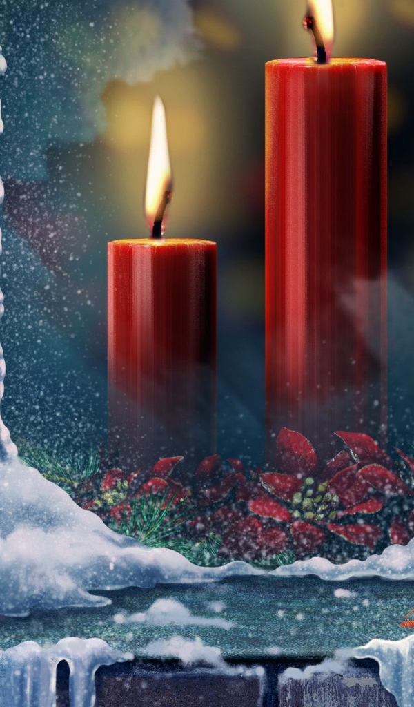 Горящие свечи за окном на рождество